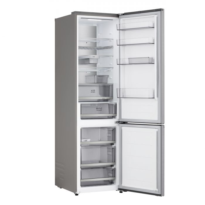 Холодильник LG з нижн. мороз., 203x60х68, холод.відд.-262л, мороз.відд.-113л, 2дв., E, NF, інв., диспл зовн., Fresh Сonverter, Metal Fresh, сріблястий