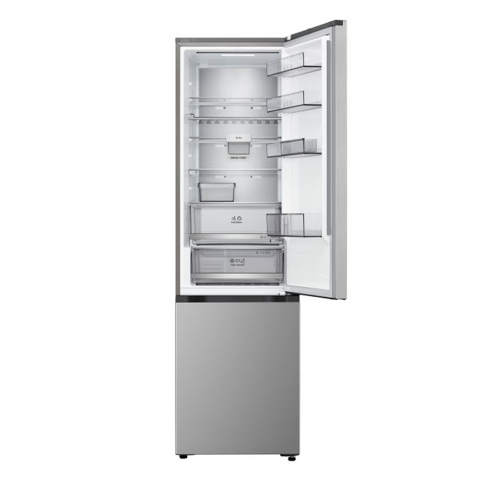 Холодильник LG з нижн. мороз., 203x60х68, холод.відд.-262л, мороз.відд.-113л, 2дв., E, NF, інв., диспл зовн., Fresh Сonverter, Metal Fresh, сріблястий