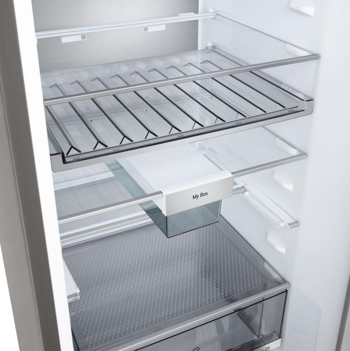 Холодильник LG з нижн. мороз., 203x60х68, холод.відд.-262л, мороз.відд.-113л, 2дв., E, NF, інв., диспл зовн., Fresh Сonverter, Metal Fresh, сріблястий