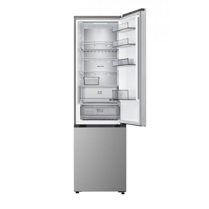 Холодильник LG з нижн. мороз., 203x60х68, холод.відд.-262л, мороз.відд.-113л, 2дв., E, NF, інв., диспл внутр., Fresh Сonverter, Metal Fresh, сріблястий