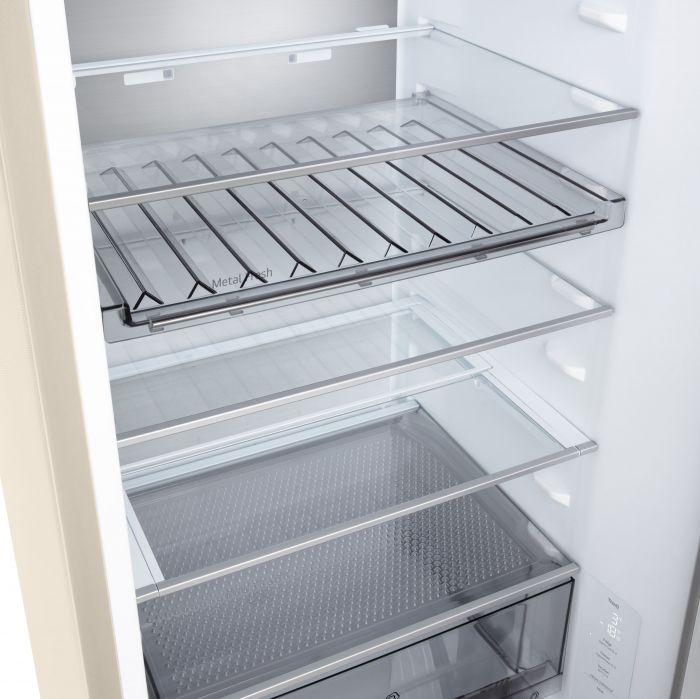 Холодильник LG з нижн. мороз., 203x60х68, холод.відд.-262л, мороз.відд.-113л, 2дв., E, NF, інв., диспл внутр., Fresh Сonverter, Metal Fresh, бежевий