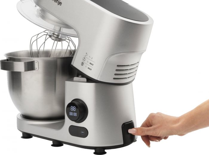 Кухонна машина Gorenje 1500Вт, дисплей, чаша-метал, корпус-метал+пластік, насадок-7, сріблястий