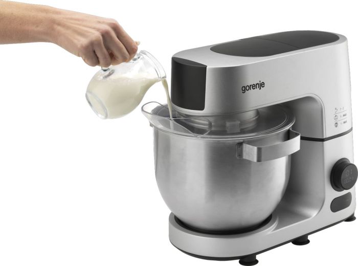 Кухонна машина Gorenje 1500Вт, дисплей, чаша-метал, корпус-метал+пластік, насадок-7, сріблястий
