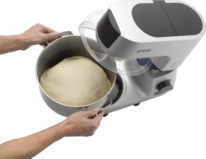 Кухонна машина Gorenje 1500Вт, дисплей, чаша-метал, корпус-метал+пластік, насадок-7, сріблястий
