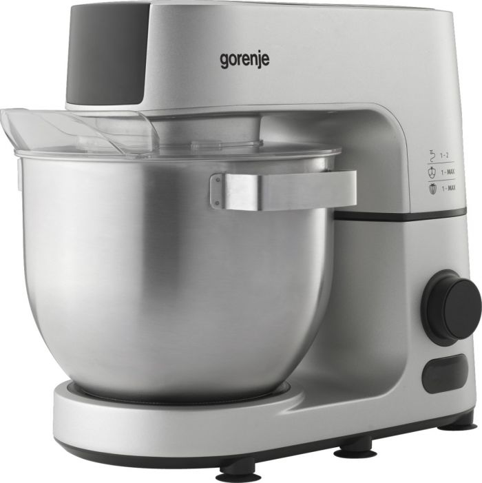 Кухонна машина Gorenje 1500Вт, дисплей, чаша-метал, корпус-метал+пластік, насадок-7, сріблястий
