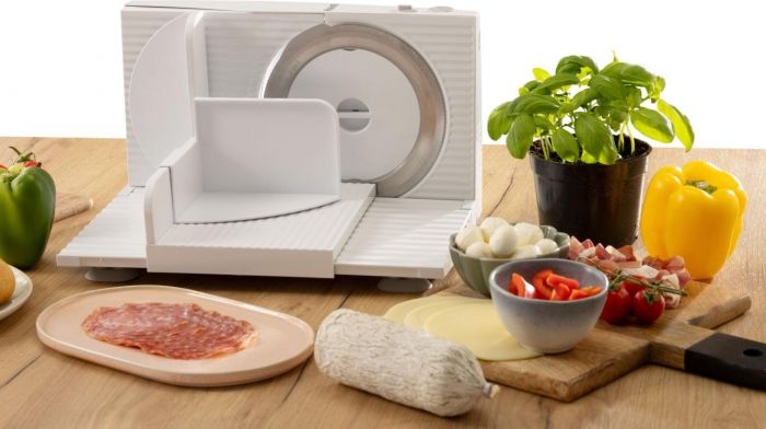 Скиборізка Gorenje, 100Вт, лезо-нержавіюча сталь, діаметр ножа-170мм, корпус-пластик, білий