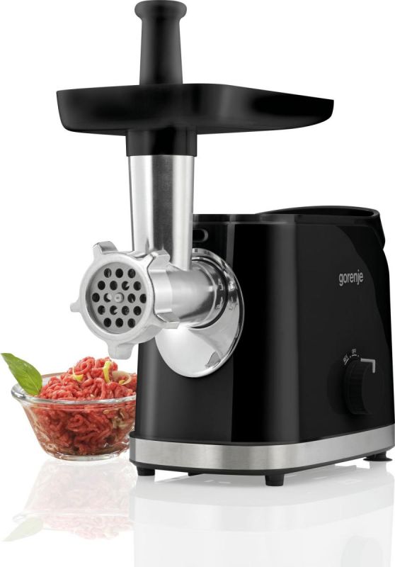 М'ясорубка Gorenje, 1800Вт, 2.1кг/хв, 2 решітки, насадка для ковбас, пластик/метал, чорний