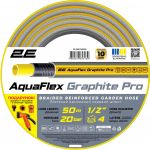 Шланг садовий 2Е AquaFlex Graphite Pro 1/2" 50м 4 шари 20бар -10…+60°C зрошувач 2 конектори адаптер