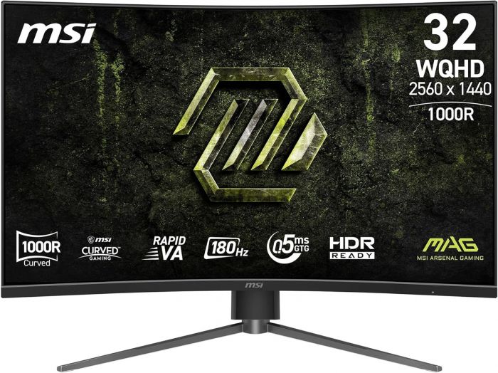 Монітор MSI 31.5" MAG 325CQPF-E18 2xHDMI, DP, Audio, VA, 2560x1440, 180Hz, 0.5ms, sRGB 111%, CURVED, AdaptiveSync, HAS