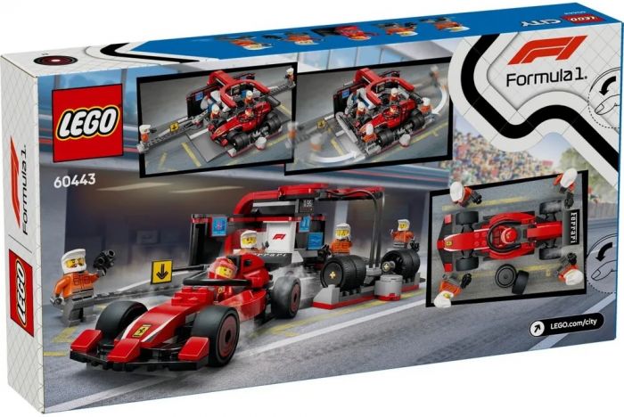 Конструктор LEGO City Піт-стоп і піт-екіпаж F1 з болідом Ferrari