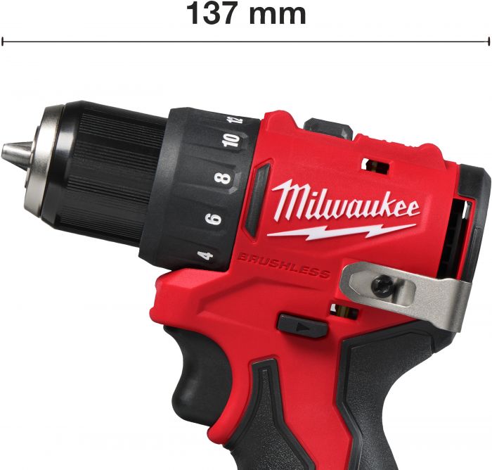 Шурупокрут-дриль акумуляторний Milwaukee M12 BLDDRC-201BRF 12В 2А·год 40Нм 0-1700об/хв ЗП С12 сумка 0.98кг