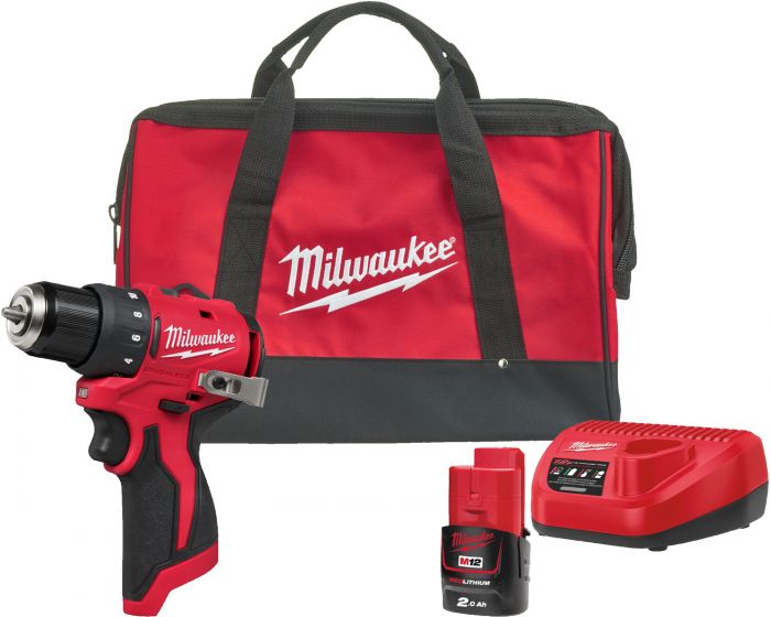 Шурупокрут-дриль акумуляторний Milwaukee M12 BLDDRC-201BRF 12В 2А·год 40Нм 0-1700об/хв ЗП С12 сумка 0.98кг