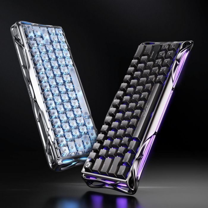Клавіатура магнітна GravaStar Mercury V60 Pro 60keys, GravaStar Blackcore, USB-A, 8k, RGB, Chrome Silver
