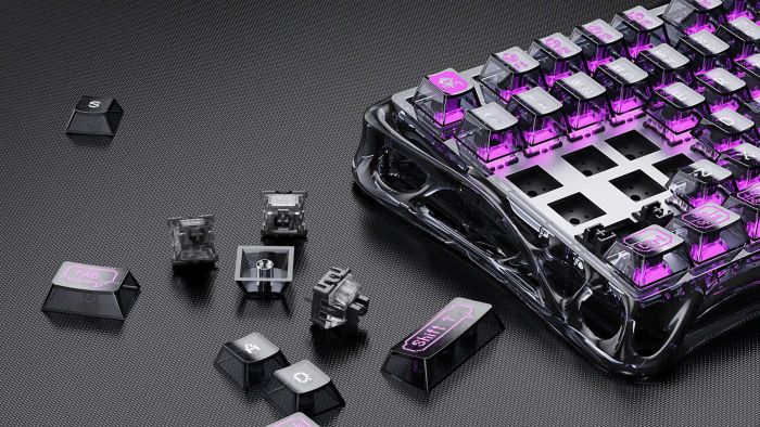 Клавіатура магнітна GravaStar Mercury V75 Lite 75keys, Blackcore, USB-A, Transparent Black