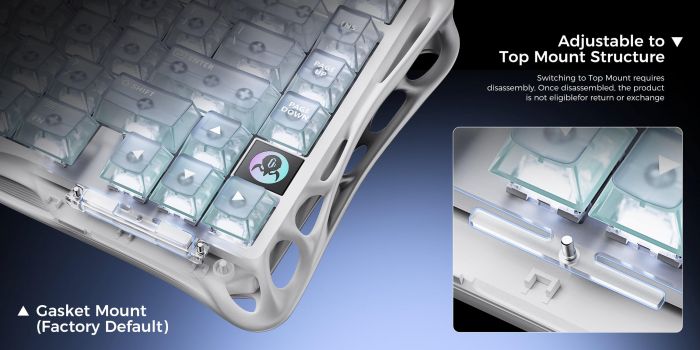 Клавіатура механічна GravaStar Mercury K1 Lite 80keys, GravaStar x BSUN Grey, BT/WL/USB, RGB, Crystal Aurora