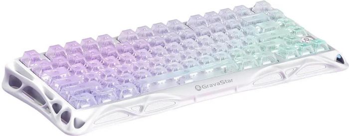 Клавіатура механічна GravaStar Mercury K1 Lite 80keys, GravaStar x BSUN Grey, BT/WL/USB, RGB, Crystal Aurora