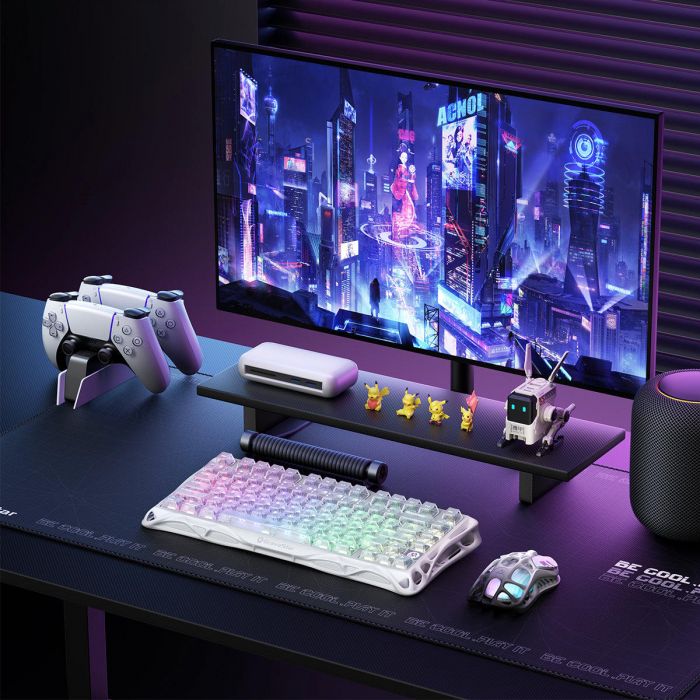 Клавіатура механічна GravaStar Mercury K1 Lite 80keys, GravaStar x BSUN Grey, BT/WL/USB, RGB, Crystal Aurora