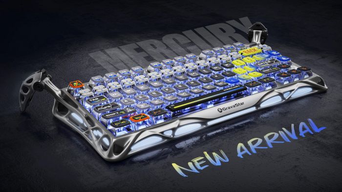 Клавіатура механічна GravaStar Mercury K1 Pro 80keys, GravaStar x Kailh Speedy Mint, BT/WL/USB, RGB, Interstellar Silver