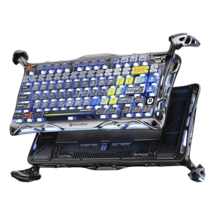 Клавіатура механічна GravaStar Mercury K1 Pro 80keys, GravaStar x Kailh Speedy Mint, BT/WL/USB, RGB, Interstellar Silver
