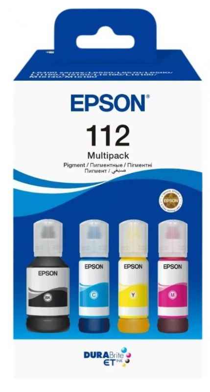 Контейнери з чорнилом Epson 112 EcoTank L11160/L15150/L15160/L6490/L6550/L6570/L15180/L6580 Multipack (C,M,Y,Bk) pigm