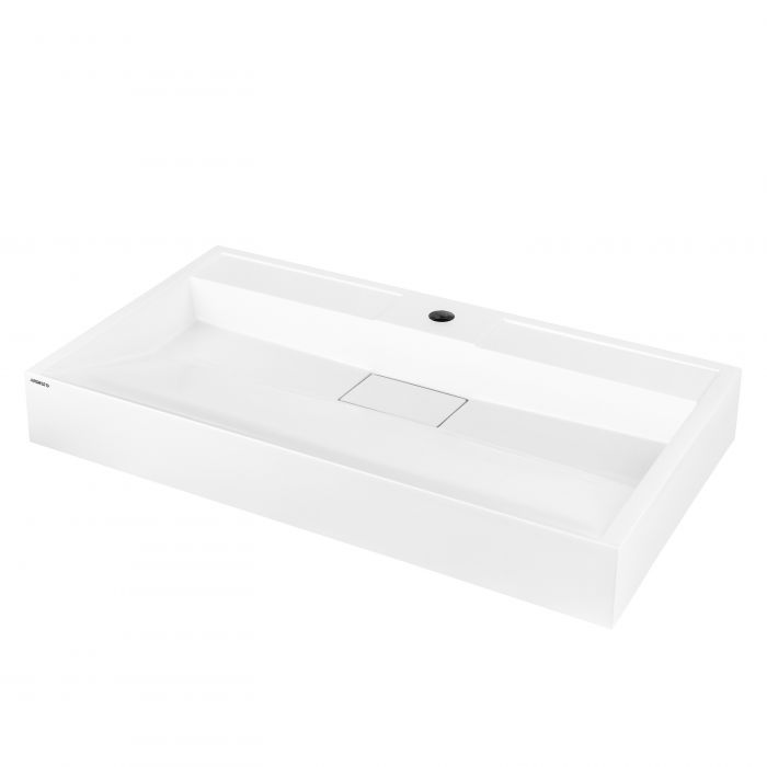 Раковина, умивальник ARDESTO Anna, штучний камінь, прямокут., з отвором для змішувача, без переливу, 800х455х110мм, накладний, білий