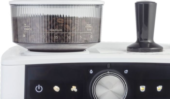 Кавоварка Gorenje ріжкова 2.5л, кавомолка 0,25л, капучинатор, кнопочне керування, білий