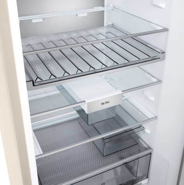 Холодильник LG з нижн. мороз., 203x60х68, холод.відд.-262л, мороз.відд.-113л, 2дв., E, NF, інв., диспл зовн., Fresh Сonverter, Metal Fresh, бежевий