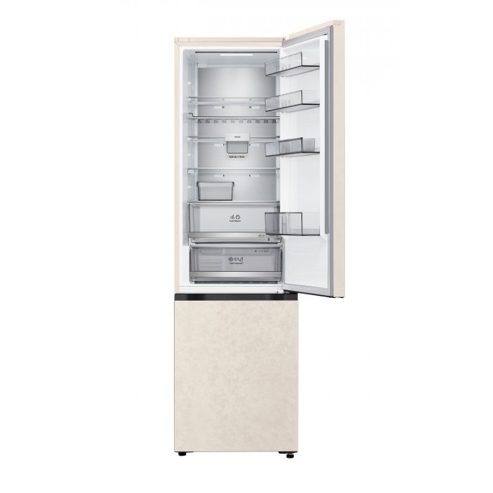 Холодильник LG з нижн. мороз., 203x60х68, холод.відд.-262л, мороз.відд.-113л, 2дв., E, NF, інв., диспл зовн., Fresh Сonverter, Metal Fresh, бежевий