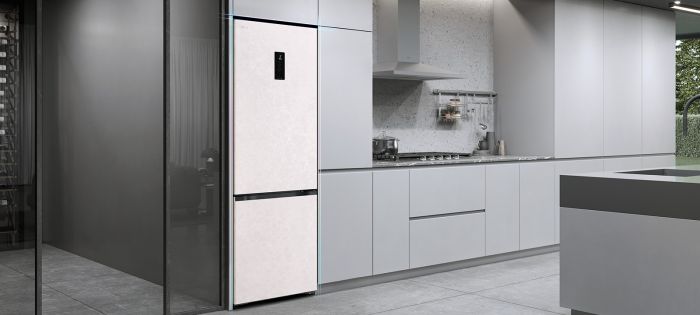 Холодильник LG з нижн. мороз., 203x60х68, холод.відд.-262л, мороз.відд.-113л, 2дв., E, NF, інв., диспл зовн., Fresh Сonverter, Metal Fresh, бежевий