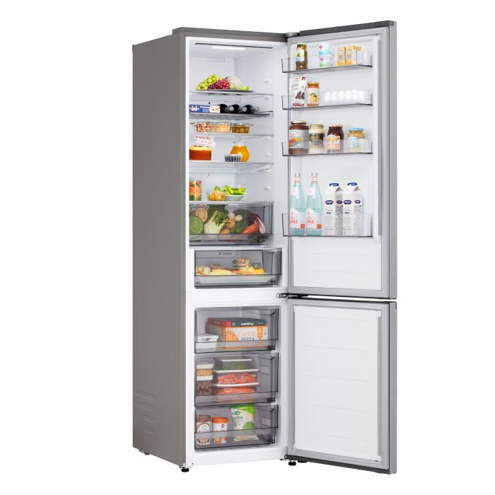 Холодильник LG з нижн. мороз., 203x60х68, холод.відд.-262л, мороз.відд.-113л, 2дв., E, NF, інв., диспл зовн., Fresh Сonverter, сріблястий