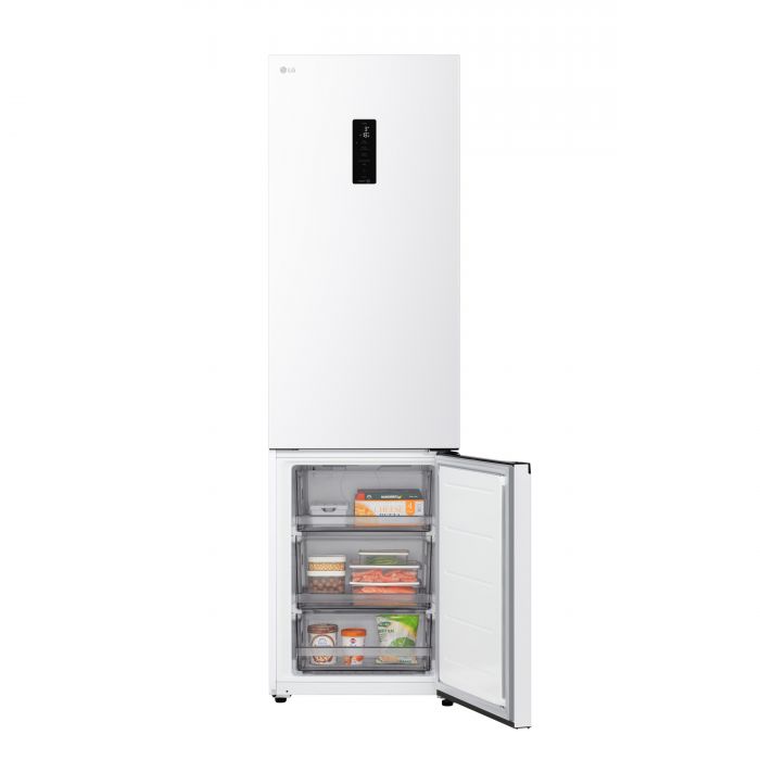 Холодильник LG з нижн. мороз., 203x60х68, холод.відд.-262л, мороз.відд.-113л, 2дв., E, NF, інв., диспл зовн., Fresh Сonverter, білий