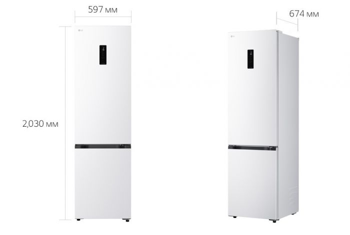 Холодильник LG з нижн. мороз., 203x60х68, холод.відд.-262л, мороз.відд.-113л, 2дв., E, NF, інв., диспл зовн., Fresh Сonverter, білий