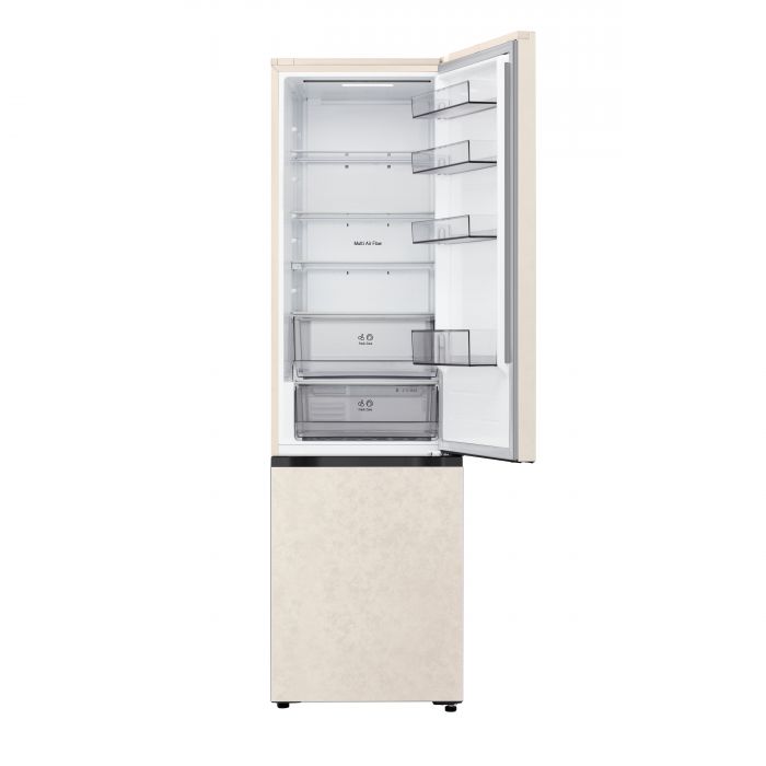 Холодильник LG з нижн. мороз., 203x60х68, холод.відд.-262л, мороз.відд.-113л, 2дв., E, NF, інв., диспл зовн., зона св-ті, бежевий
