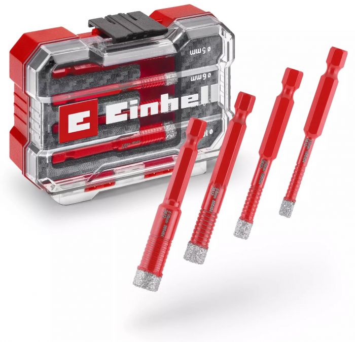 Свердло по кахелю та склу трубчате Einhell 5/6/8/10мм XS-Case набір 4шт 0.12кг