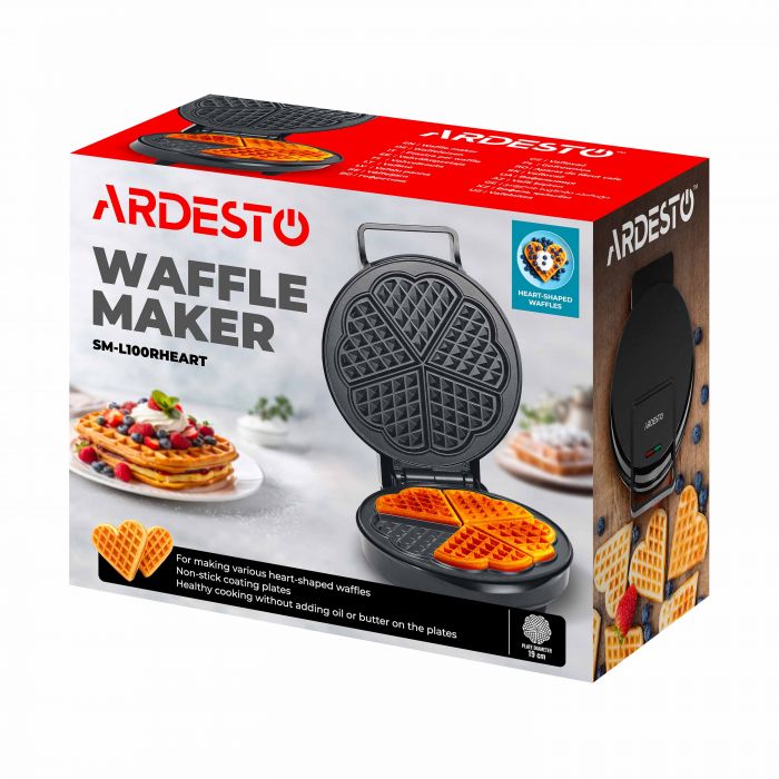 Вафельниця ARDESTO 1200Вт, вафлі в формі серця,  корпус-пластик, чорний