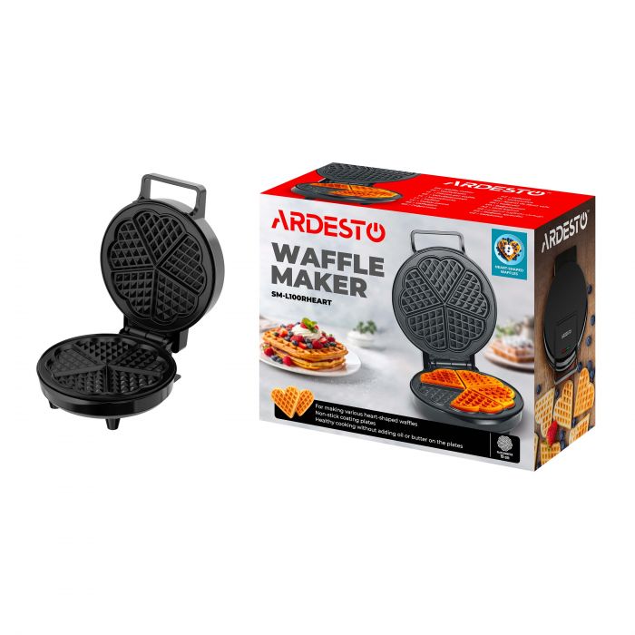 Вафельниця ARDESTO 1200Вт, вафлі в формі серця,  корпус-пластик, чорний