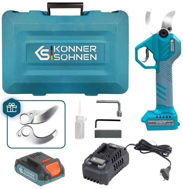 Секатор акумуляторний Konner&Sohnen KS CPS20V-40 CASE 20В акб 1х2А·год d 20-40мм ЗП кейс 1.0кг