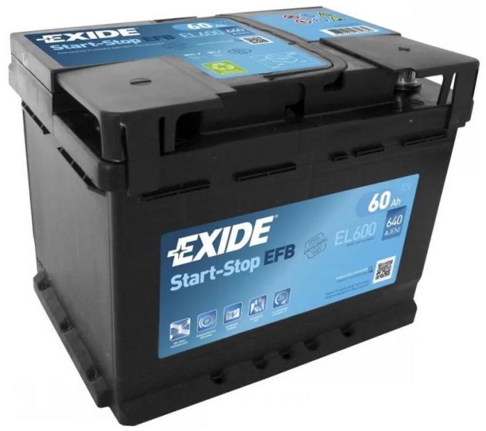 Акумулятор Exide Start-Stop 12В 60А·год 640А R+ (EL600)