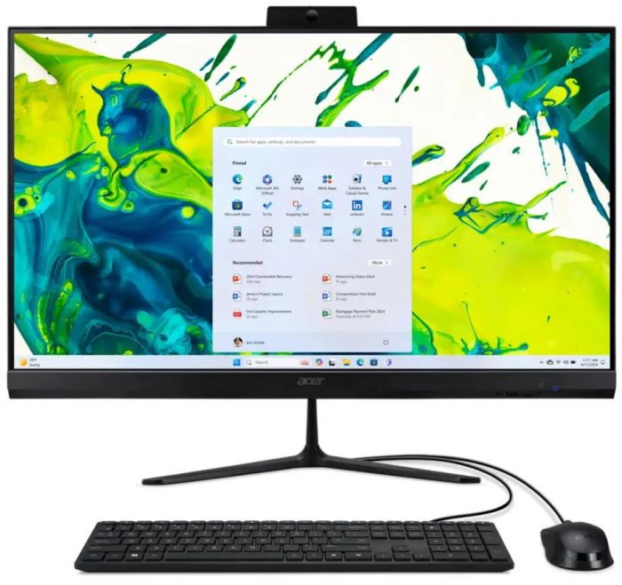 Комп'ютер персональний моноблок Acer Aspire C24-2G 23.8" FHD, Intel 5-120U, 16GB, F512GB, UMA, WiFi, кл+м, Lin, чорний