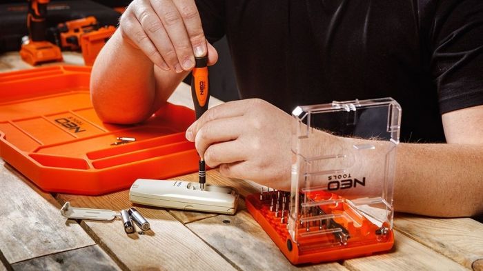 Біти Neo Tools, 1/4", бітотримач, прецизійні, CrV, набір 45шт