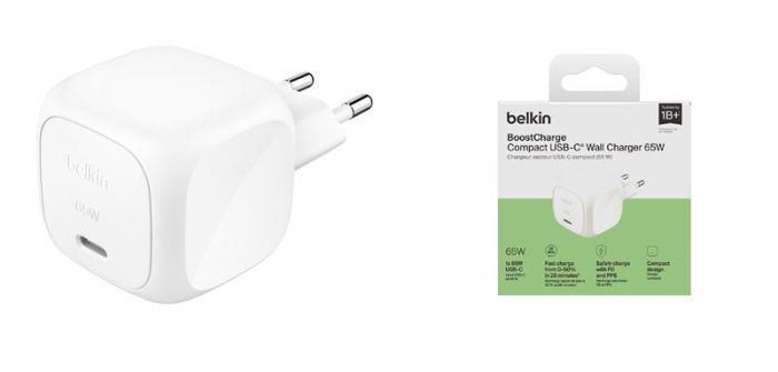 Зарядний пристрій мережевий Belkin 65Вт USB-С GAN PD PPS, білий