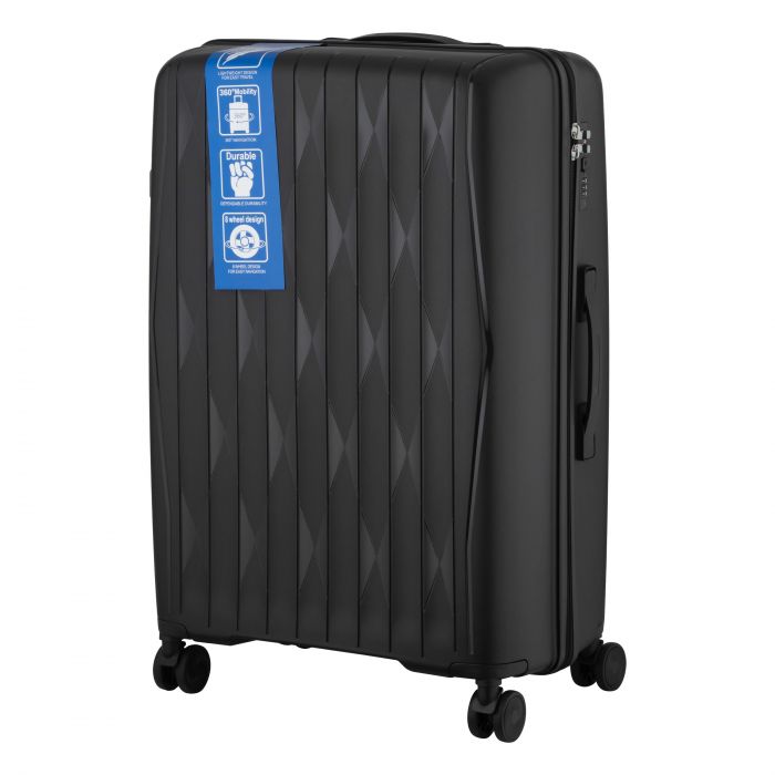 Набір валіз 2E, M7979, поліпропілен, (L+M+S), блискавка anti theft, 4 колеса, кодовий замок, чорний