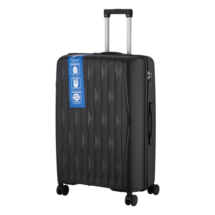 Набір валіз 2E, M7979, поліпропілен, (L+M+S), блискавка anti theft, 4 колеса, кодовий замок, чорний