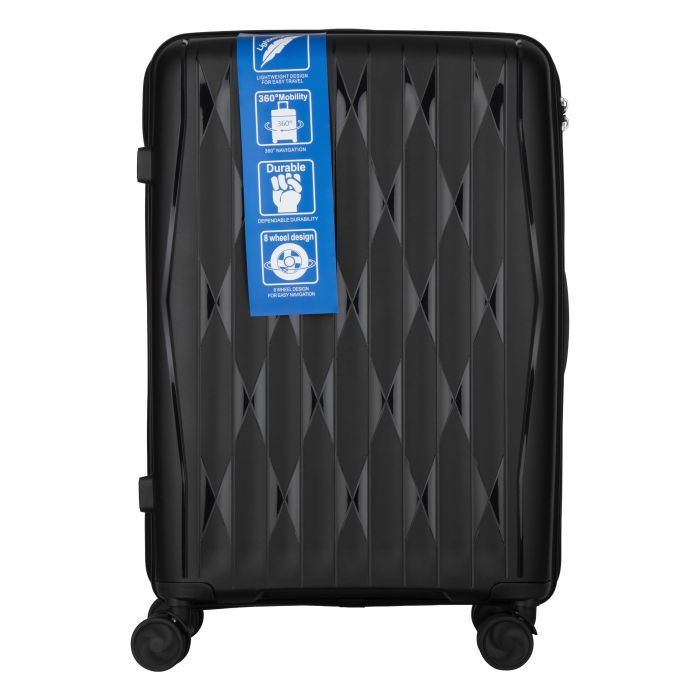 Набір валіз 2E, M7979, поліпропілен, (L+M+S), блискавка anti theft, 4 колеса, кодовий замок, чорний