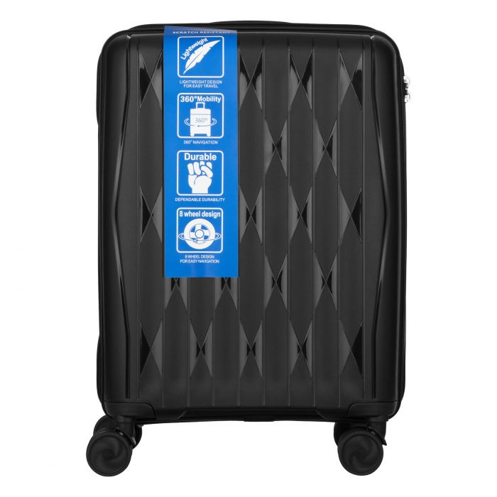 Набір валіз 2E, M7979, поліпропілен, (L+M+S), блискавка anti theft, 4 колеса, кодовий замок, чорний