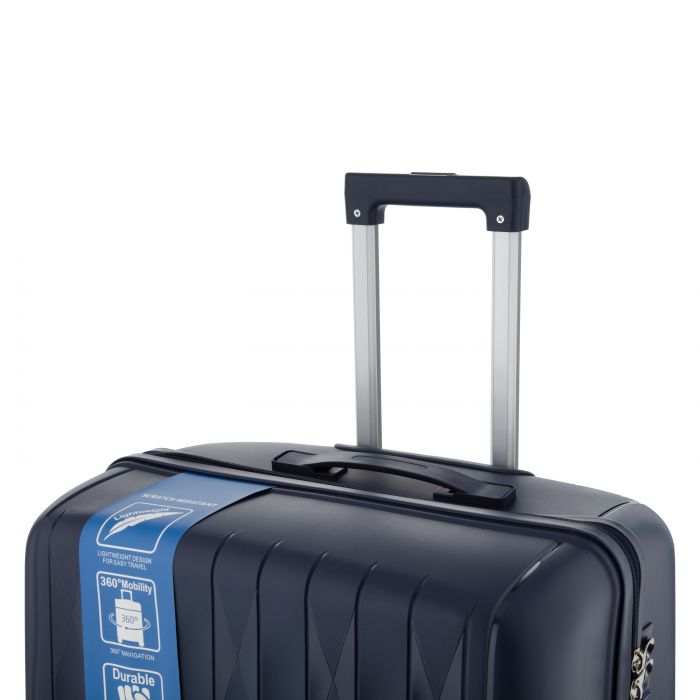 Набір валіз 2E, M7979, поліпропілен, (L+M+S), блискавка anti theft, 4 колеса, кодовий замок, темно-синій