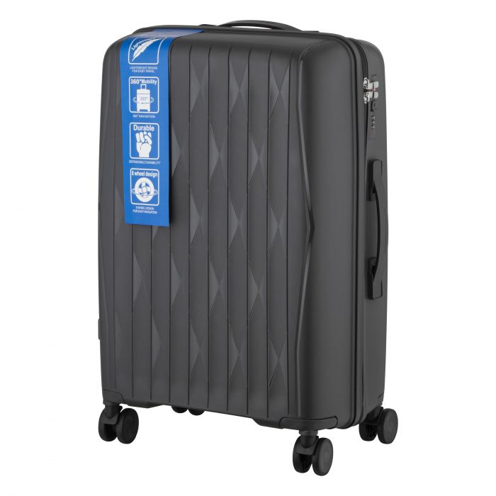 Набір валіз 2E, M7979, поліпропілен, (L+M+S), блискавка anti theft, 4 колеса, кодовий замок, темно-сірий