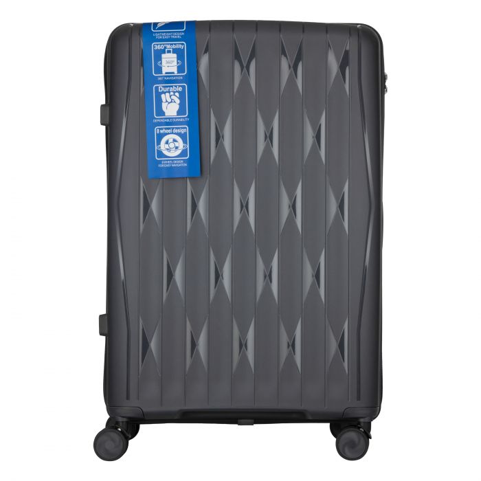 Набір валіз 2E, M7979, поліпропілен, (L+M+S), блискавка anti theft, 4 колеса, кодовий замок, темно-сірий