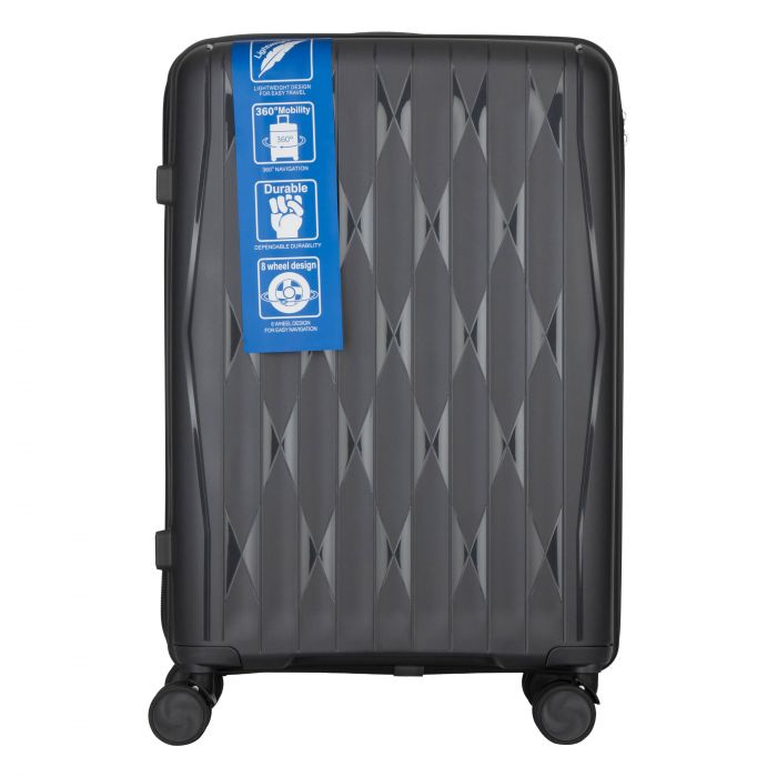 Набір валіз 2E, M7979, поліпропілен, (L+M+S), блискавка anti theft, 4 колеса, кодовий замок, темно-сірий