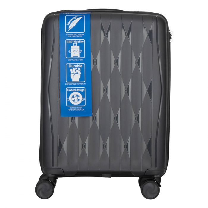 Набір валіз 2E, M7979, поліпропілен, (L+M+S), блискавка anti theft, 4 колеса, кодовий замок, темно-сірий